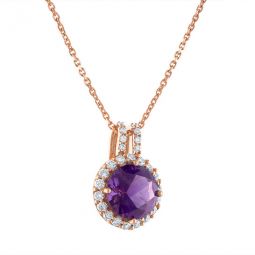 18K Rose Gold Diamond & Amethyst Necklace