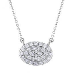 18K White Gold Oval Cluster Diamond Necklace