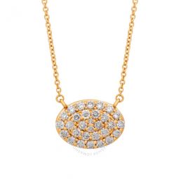 18K Yellow Gold Oval Cluster Diamond Necklace