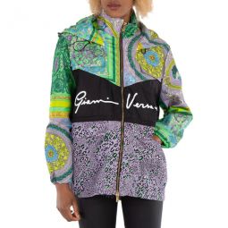 Barocco Patchwork Print Hooded Jacket, Brand Size 36 (US Size 2)