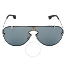 Gray Mirrored Black Shield Mens Sunglasses