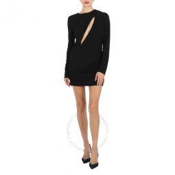 Ladies Black Short Draped Viscose Dress, Brand Size 38 (US Size 2)