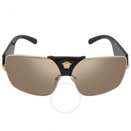Light Brown Mirror Gold Square Mens Sunglasses