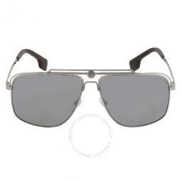 Polarized Dark Gray Mirrored Silver Square Mens Sunglasses