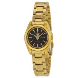 5 Automatic Black Dial Gold-tone Ladies Watch