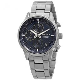 Chronograph Quartz Blue Dial Grey Titanium Mens Watch
