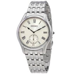 Quartz Cream Dial Stainless Steel Mens Watch