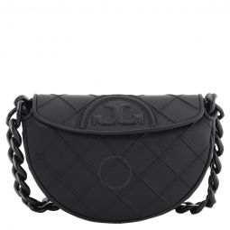 Black Leather Fleming Soft Mini Crescent Bag