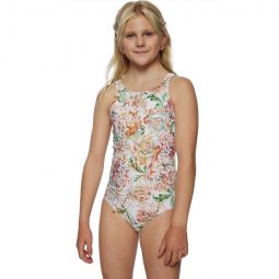 Arden Floral Tie Straps One-Piece Swimsuit - Girls
