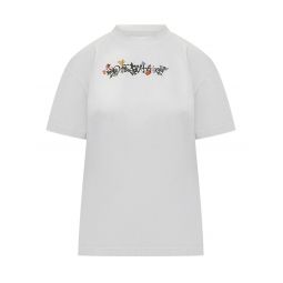 오프 화이트 애로우 플라워 프린트 크루넥 티셔츠 OWAA089F25JER002