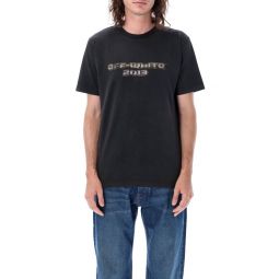 Off White 로고 프린트 크루넥 티셔츠 OMAA027F23JER006