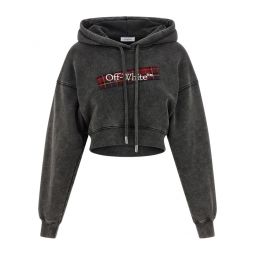 Off White 로고 자수 드로스트링 후디 OWBB056F25FLE003