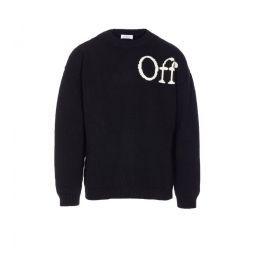 Off White 로고 디테일 크루넥 스웨터 OMHE20QF25KNI001