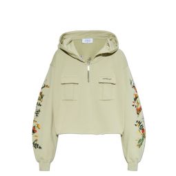 오프 화이트 로고 프린트 하프 지퍼 후드 티셔츠 OWBB06BF25FLE001