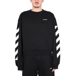 Off White 사선 Helvetica 긴팔 스웨트셔츠 OMBA058C99FLE001