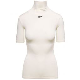Off White 로고 프린트 하이넥 탑 OWAD137F23JER001