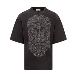 Off White 로고 자수 크루넥 티셔츠 OMAA120S23JER020