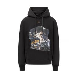 Off White 로고 프린트 드로스트링 후디 OMBB085F25FLE00W