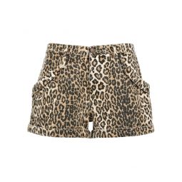 R13 레오파드 프린트 파우치 포켓 반바지 R13WD140