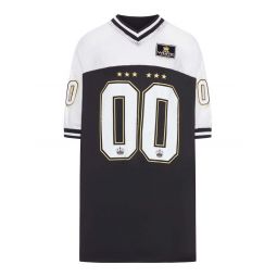 오프 화이트 V넥 반팔 메시 드레스 OWDB55GF25FAB002