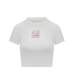 오프 화이트 화살표 프린트 크롭 티셔츠 OWAA133F25JER001