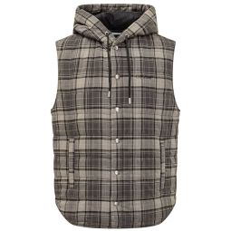 오프 화이트 플레드 패딩 조끼 OMGA22BF25FAB001