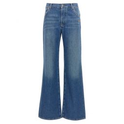 Off White 로고 패치 와이드 레그 진 OWYA062F24DEN002