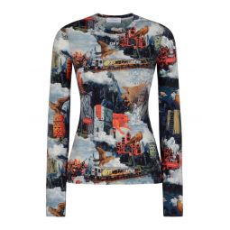 오프 화이트 올오버 프린트 크루넥 탑 OWAD136F25JER001