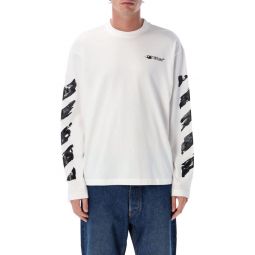 Off White 로고 프린트 크루넥 티셔츠 OMAB09CF25JER003
