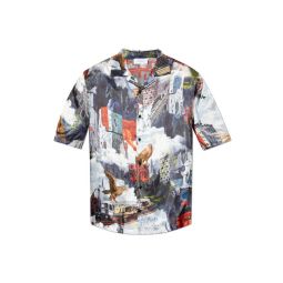 오프 화이트 올오버 프린트 반팔 셔츠 OMGG01FF25FAB006