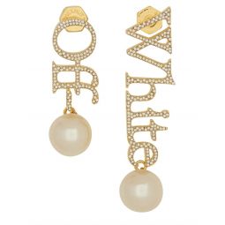 오프화이트 로고 자수 드롭 이어링 OWOD298F24MET001