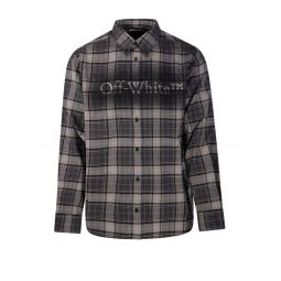 오프 화이트 로고 프린트 체크 긴팔 셔츠 OMGE04MF25FAB003