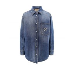 Gucci 로고 플라크 칼라 긴소매 셔츠 772882XDCT9