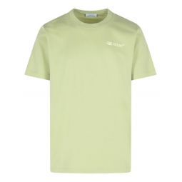 Off White 로고 자수 크루넥 티셔츠 OMAA027F25JER007