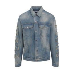 오프 화이트 프레이드 디테일 데님 재킷 OMYE09BF25DEN001