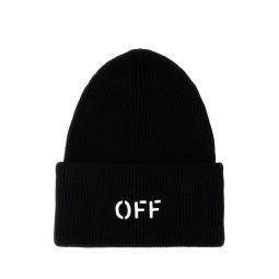 Off White 로고 디테일 니트 비니 OMLC030C99KNI001