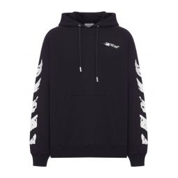 Off White 로고 프린트 드로스트링 후디 OMBB085F25FLE00G