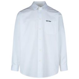 Off White 로고 자수 긴팔 셔츠 OMGE004F24FAB001