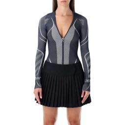 오프 화이트 심리스 지퍼업 바디수트 OWVZ004F25KNI001