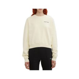 오프 화이트 인용구 크루넥 크롭 스웨트셔츠 OWBA026E18003035