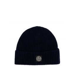 스톤 아일랜드 로고 패치 턴업 브림 니트 비니 K2S15N10012S00B4