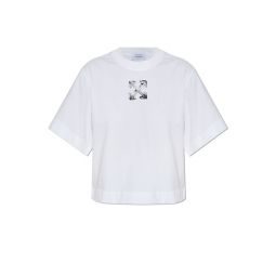 Off White 로고 프린트 크루넥 티셔츠 OWAA090F25JER004