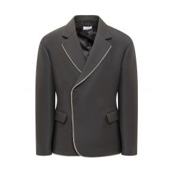 오프화이트 지퍼 트리밍 긴소매 블레이저 OMEN076F23FAB002