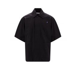 Off White 로고 자수 스트레이트 헴 셔츠 OMGG007S23FAB004