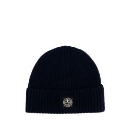 스톤 아일랜드 로고 패치 턴업 브림 니트 비니 K2S15N10012S00B4