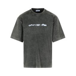 Off White 로고 프린트 크루넥 티셔츠 OMAA120F25JER00W