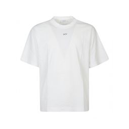 오프화이트 씽크맨 로고 프린트 크루넥 티셔츠 OMAA120F25JER008