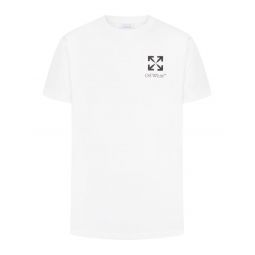 Off White 로고 프린트 크루넥 티셔츠 OMAA027F25JER00F