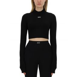 오프화이트 하이넥 긴팔 탑 OWAD235C99JER001