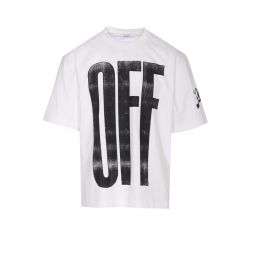 Off White 로고 프린트 크루넥 티셔츠 OMAA120F25JER00L